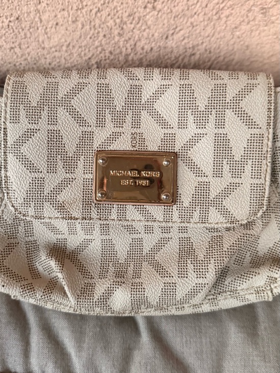 Michael Kors Handbags - Michael Kors Beige Signature Logo Crossbody Bag mini bag